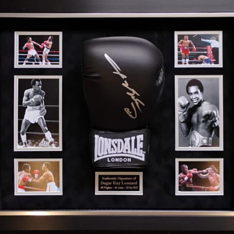 Sugar Ray Leonard signed glove - black