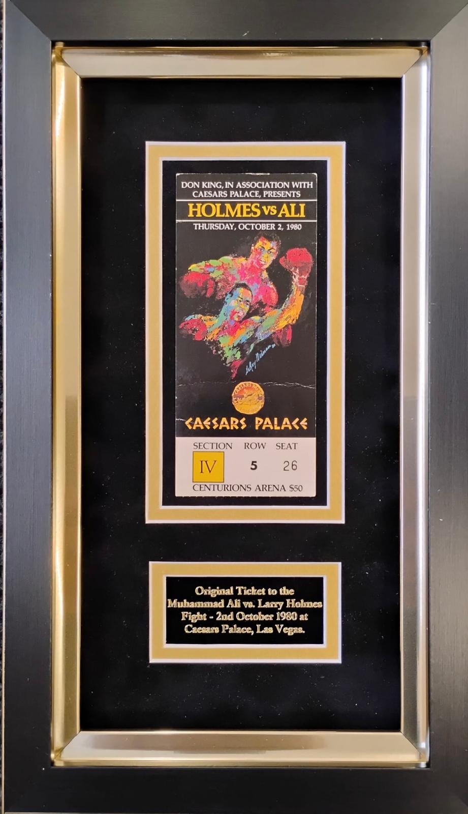 Original Ticket Professionally Framed of Holmes v Ali fight on 2 October 1980