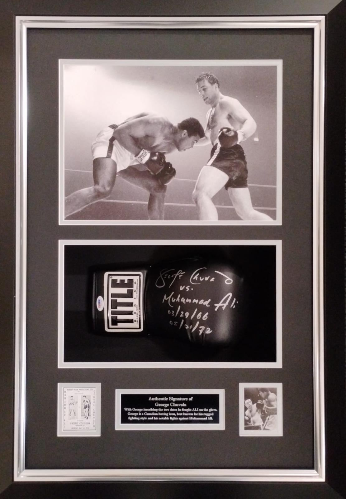 Box Framed Signature on Glove of George Chuvalo (PSA DNA COA)