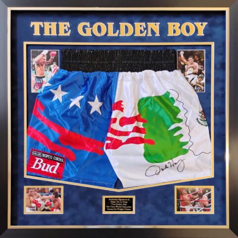 Oscar De La Hoya Signed Framed Shorts