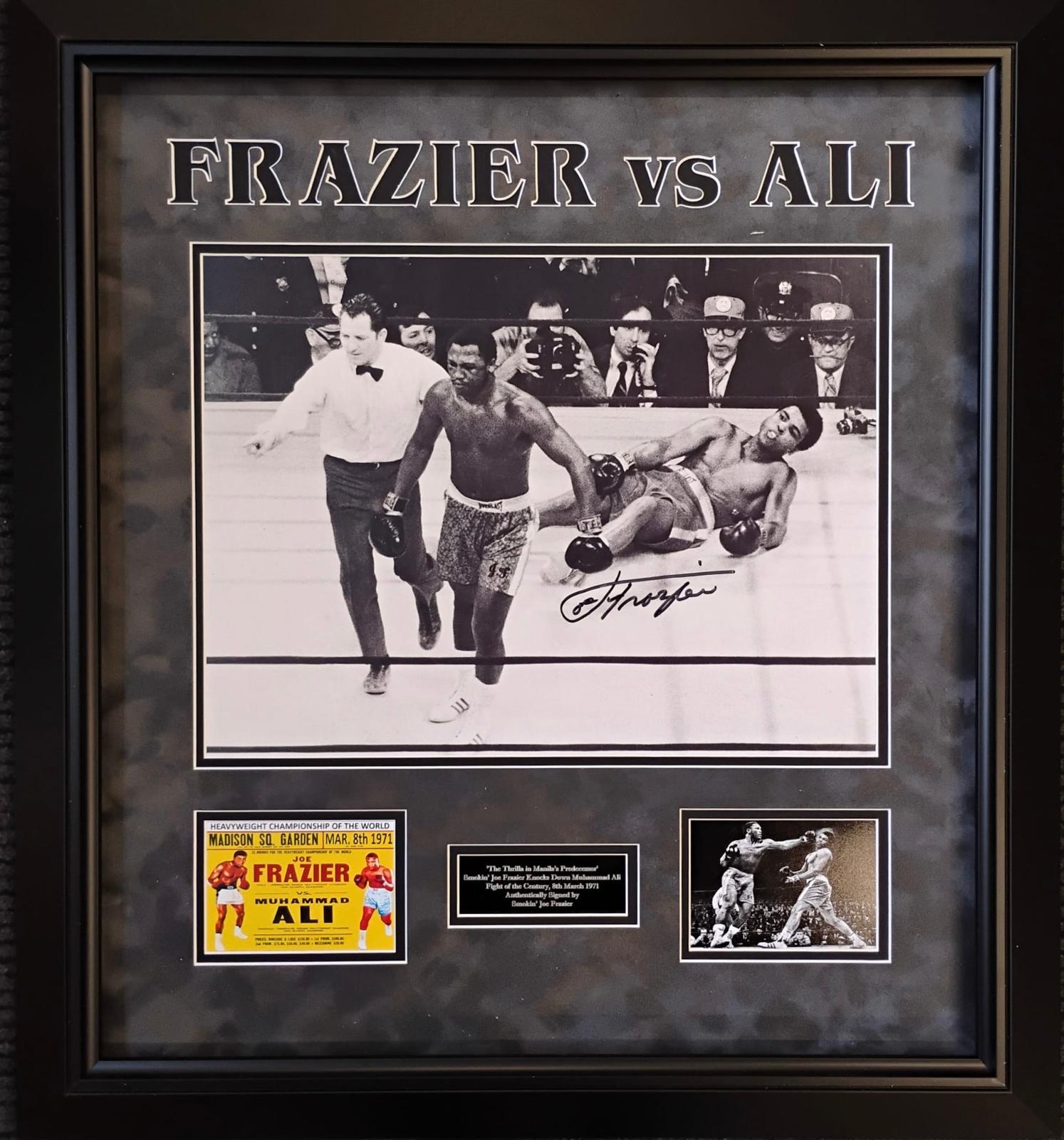 'The Thriller in Manila' Joe Frazier Signed Photo with Ticket